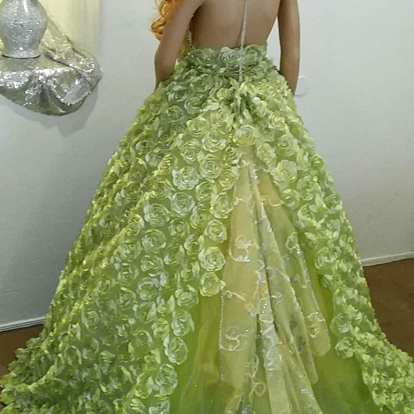 GEMMA 3D Apple Green Rosette Wedding Ballgown Set - Picture 6 of 8